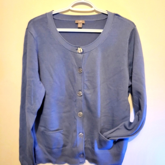 J Jill button down blue sweater. Size Large - Picture 1 of 6